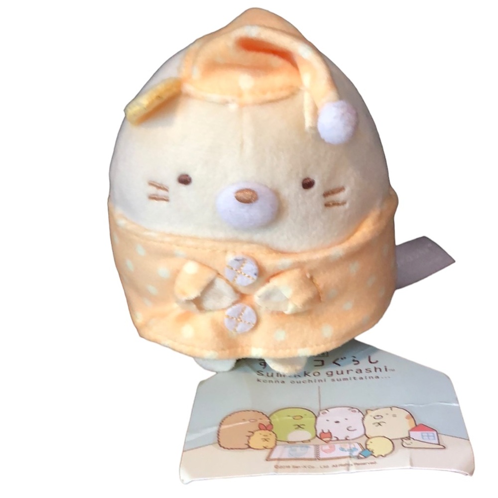 Sumikko Gurashi Plush Neko Cat In Pajamas San-X Konna Ouchini Sumitaina NWT 4”